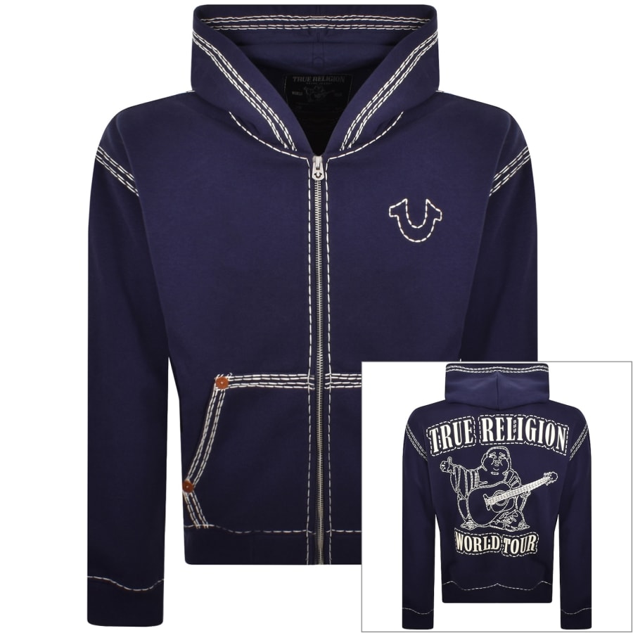 True Religion Zip Up Hoodie Eclipse Navy | Mainline Menswear us